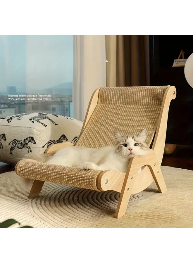 Small Cat Lounger 3 in 1 Cat Bed Resting Chair with Plush Cushion and Sisal Scratcher - Image 1